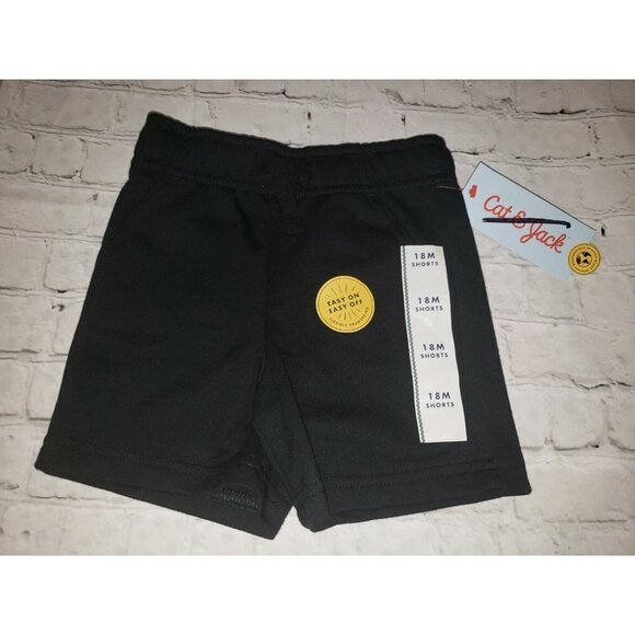 NWT Cat & Jack Baby Size 18mo Black Elastic Waist Drawstring Shorts - Picture 1 of 3